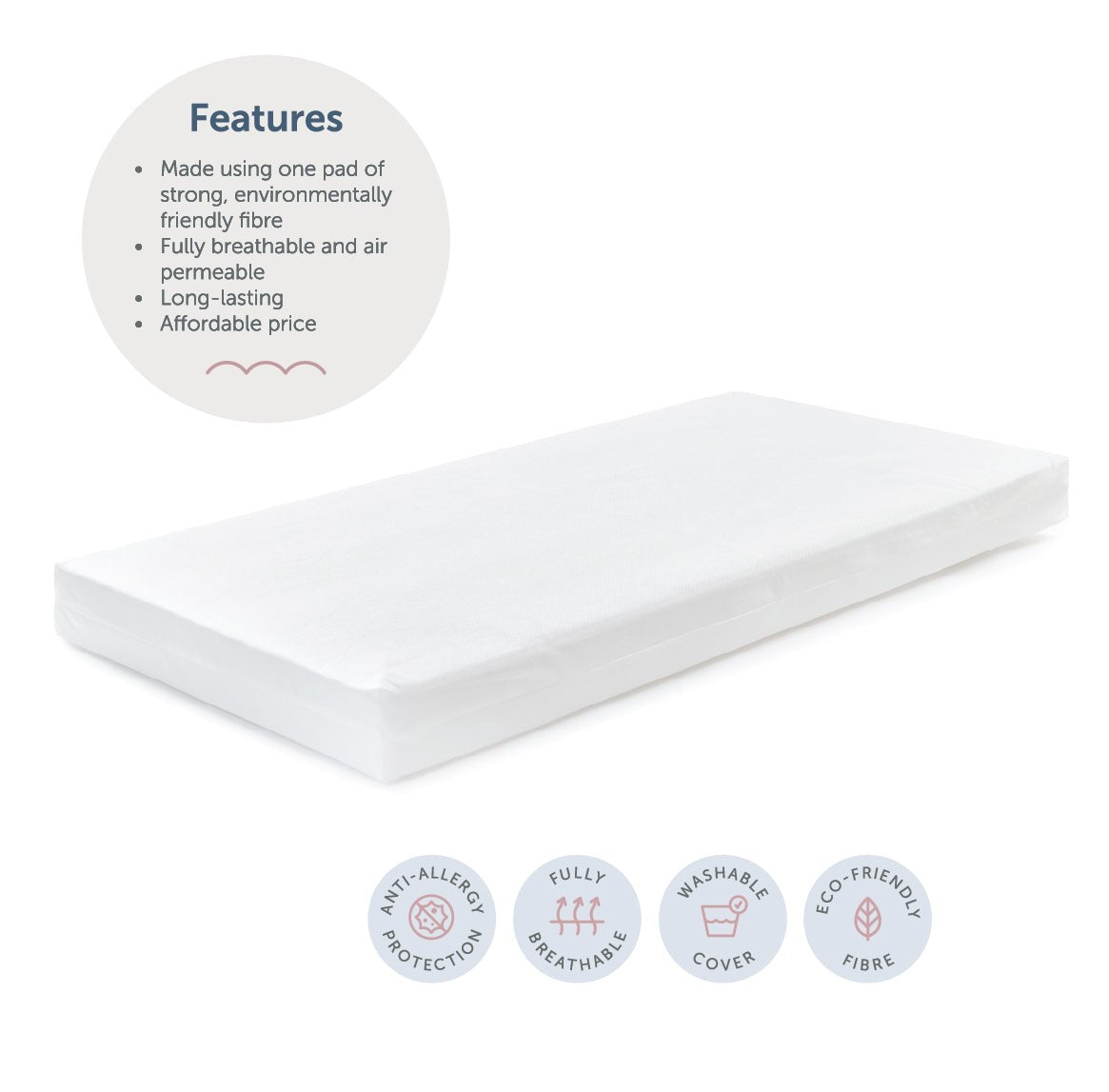 Baby Elegance Eco Fibre Cot Bed Mattress 140 x 70 cm