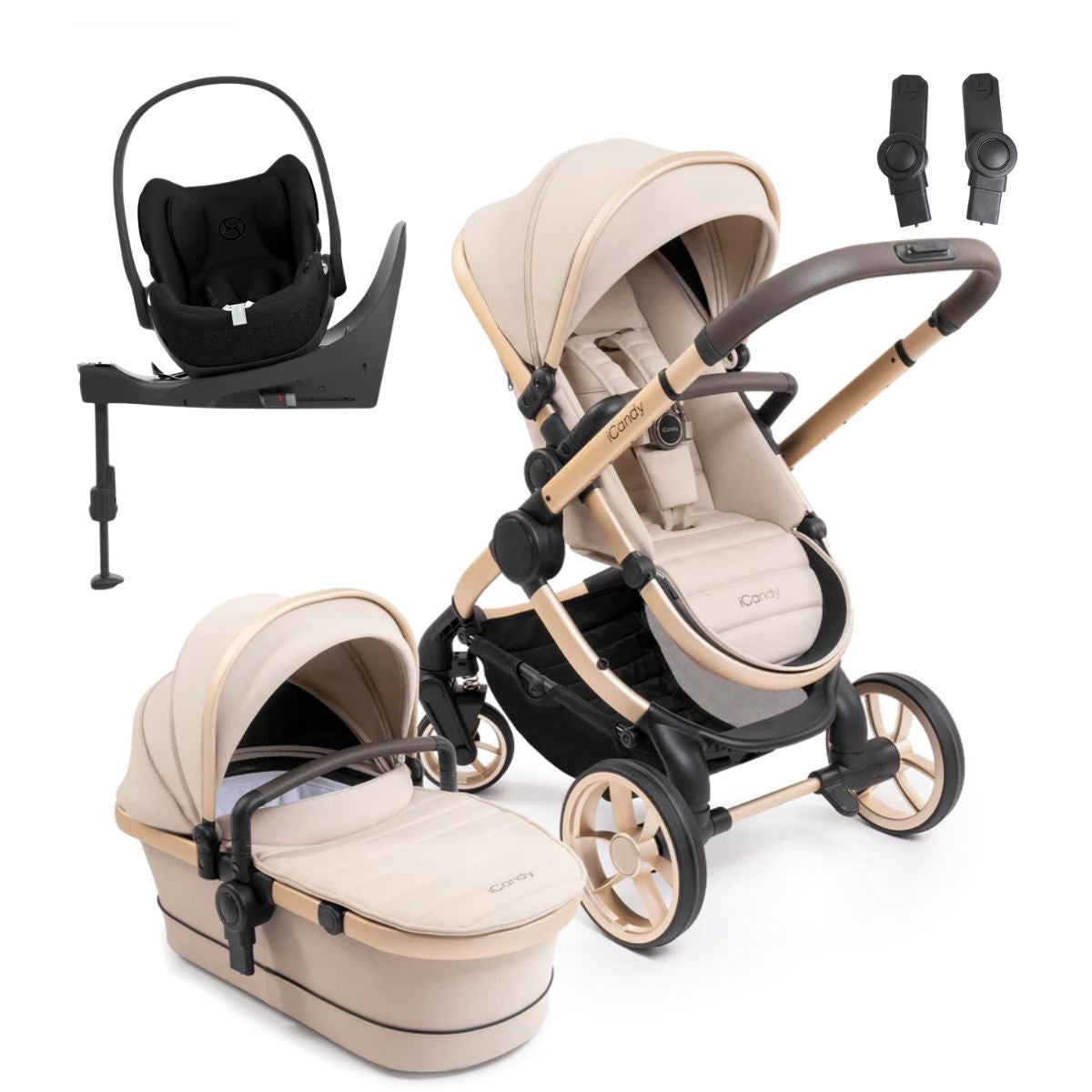iCandy Peach 7 Travel System With Cybex Cloud T & Base T, Biscotti Edition