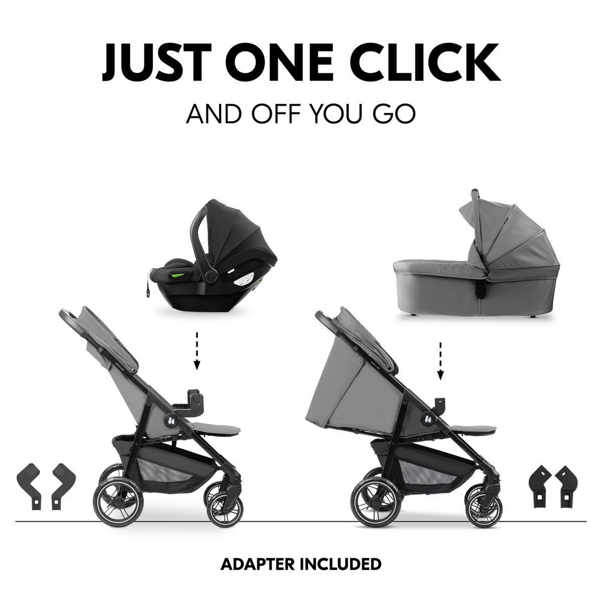 Hauck Shop N Care Essential Travel & Nursery Bundle, Grey