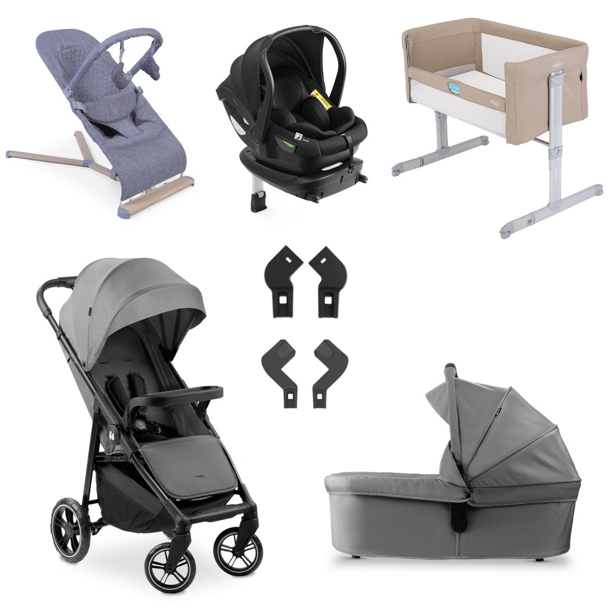 Hauck Shop N Care Essential Travel & Nursery Bundle, Grey