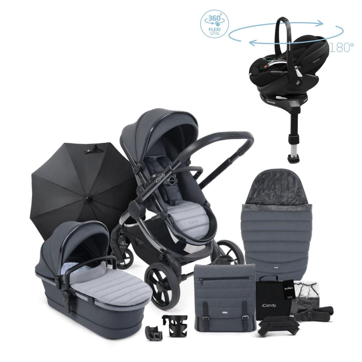 iCandy Peach 7 Luxury Travel System, Maxi-Cosi Pebble 360 Pro² Car Seat & Base, Truffle