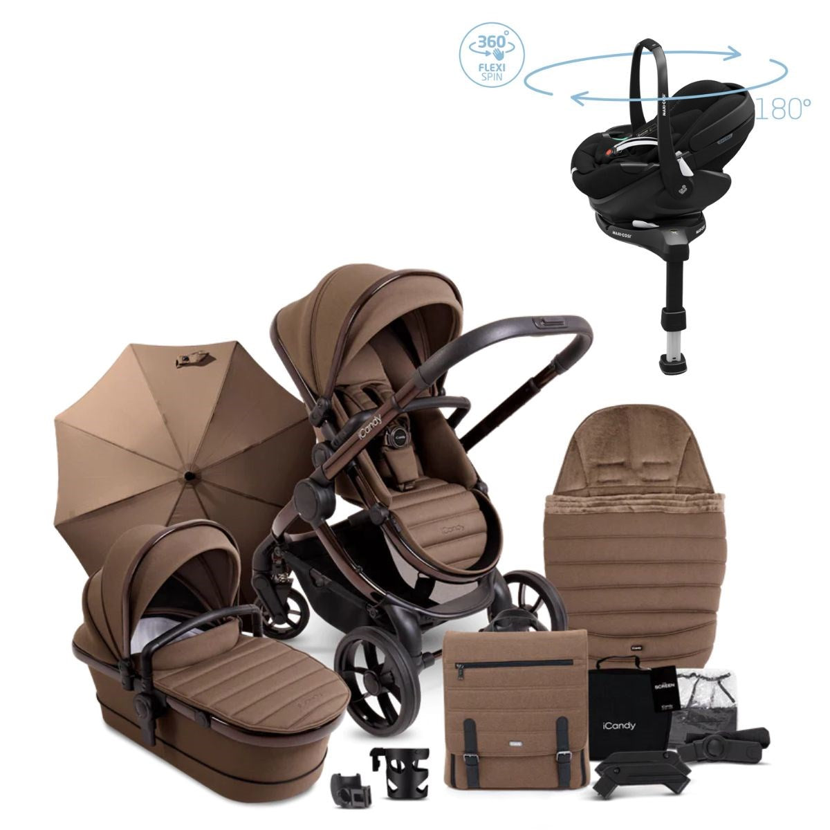 iCandy Peach 7 Luxury Travel System, Maxi-Cosi Pebble 360 Pro² Car Seat & Base, Coco Edition