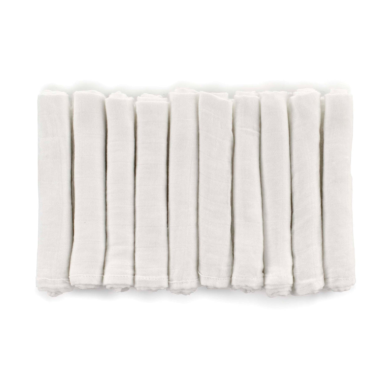 Bamboo Muslin Cloths For Baby 35 x 35 cm (10-Pack), White