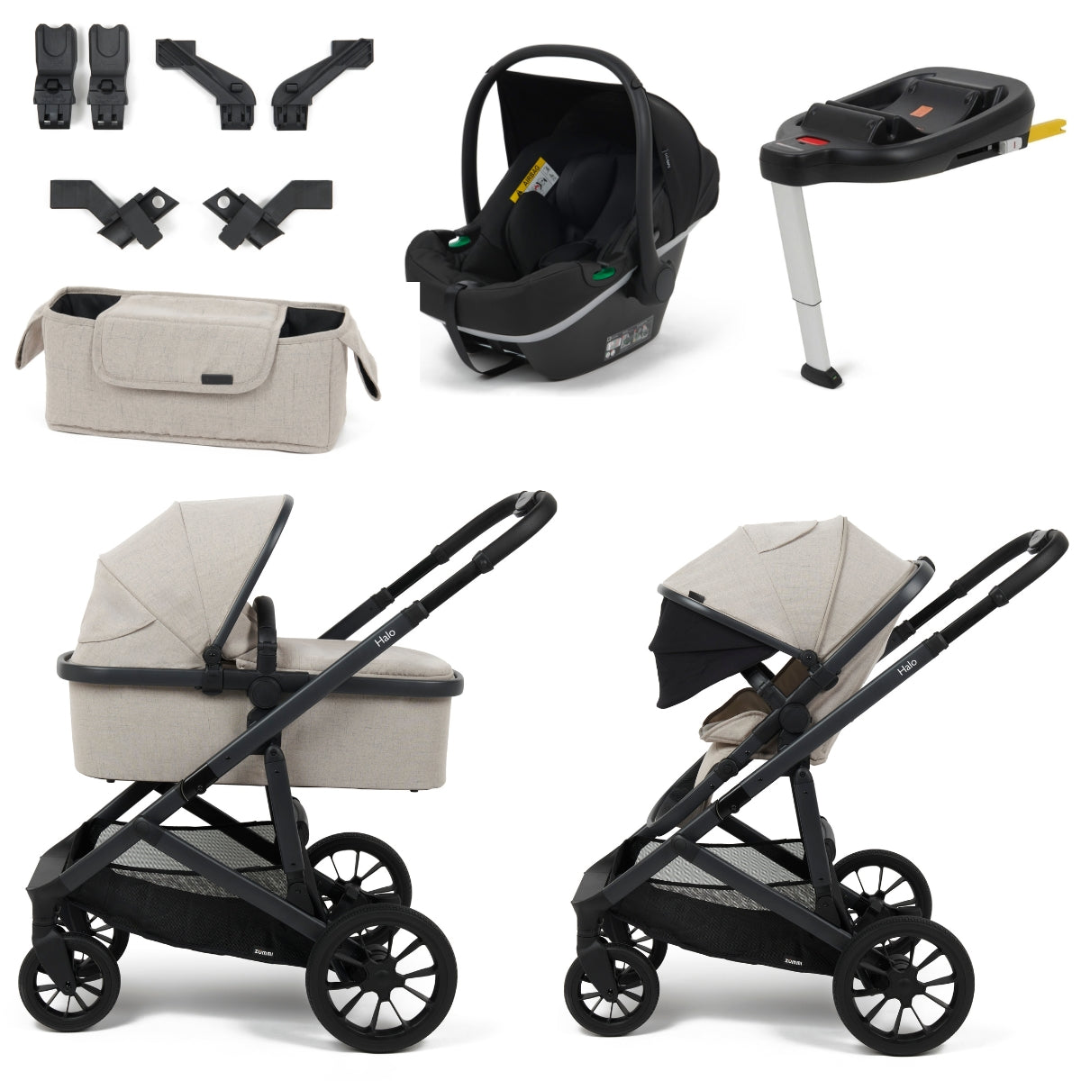 Zummi Halo Single to Double Travel System + EnfaSafe Car Seat