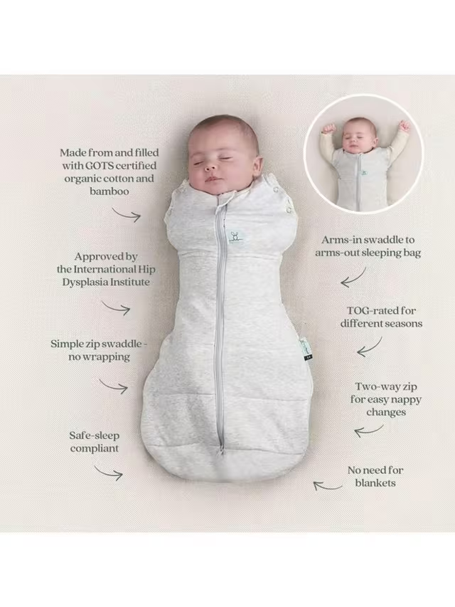 ergoPouch - Organic Winter Cocoon Swaddle Sleeping Bag - Daisy 2.5 TOG