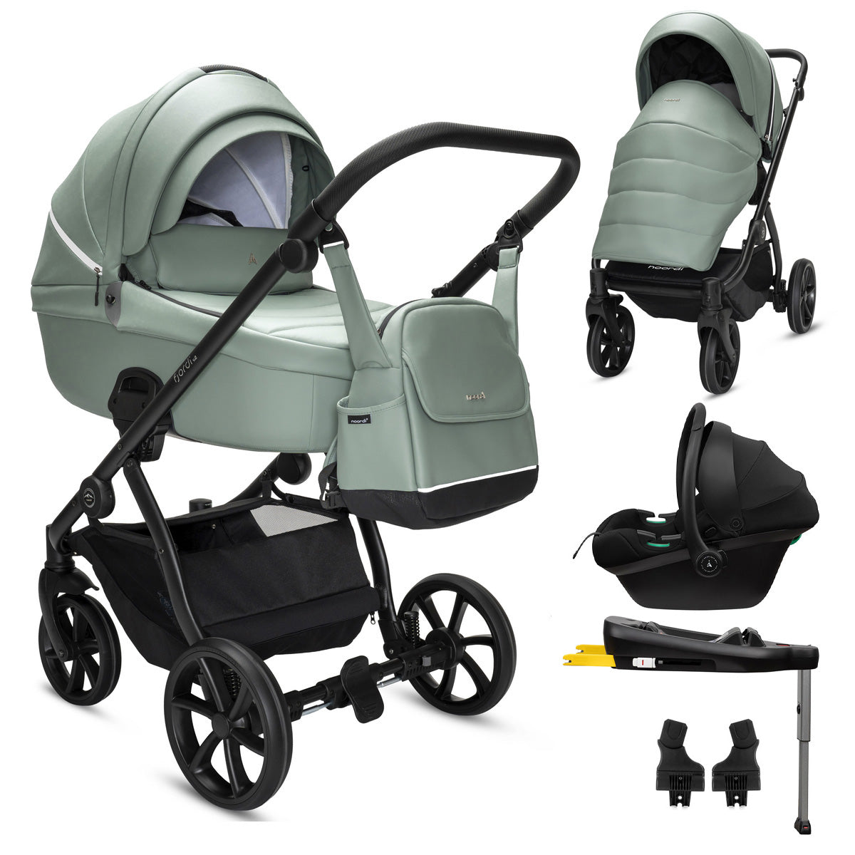 Noordi Fjordi V2 Leather - 3in1 Travel System with Terra i-Size Car Seat