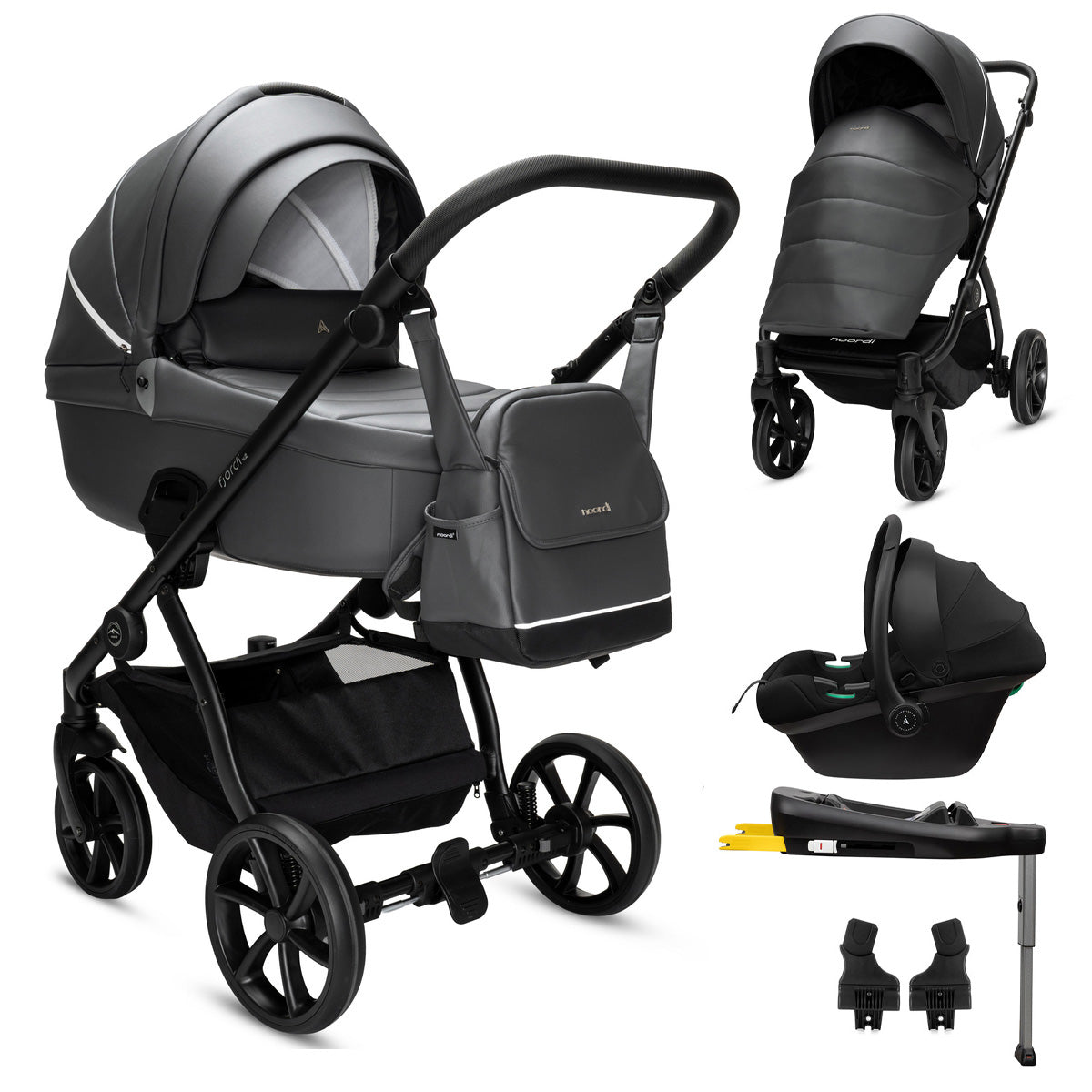 Noordi Fjordi V2 Leather - 3in1 Travel System with Terra i-Size Car Seat