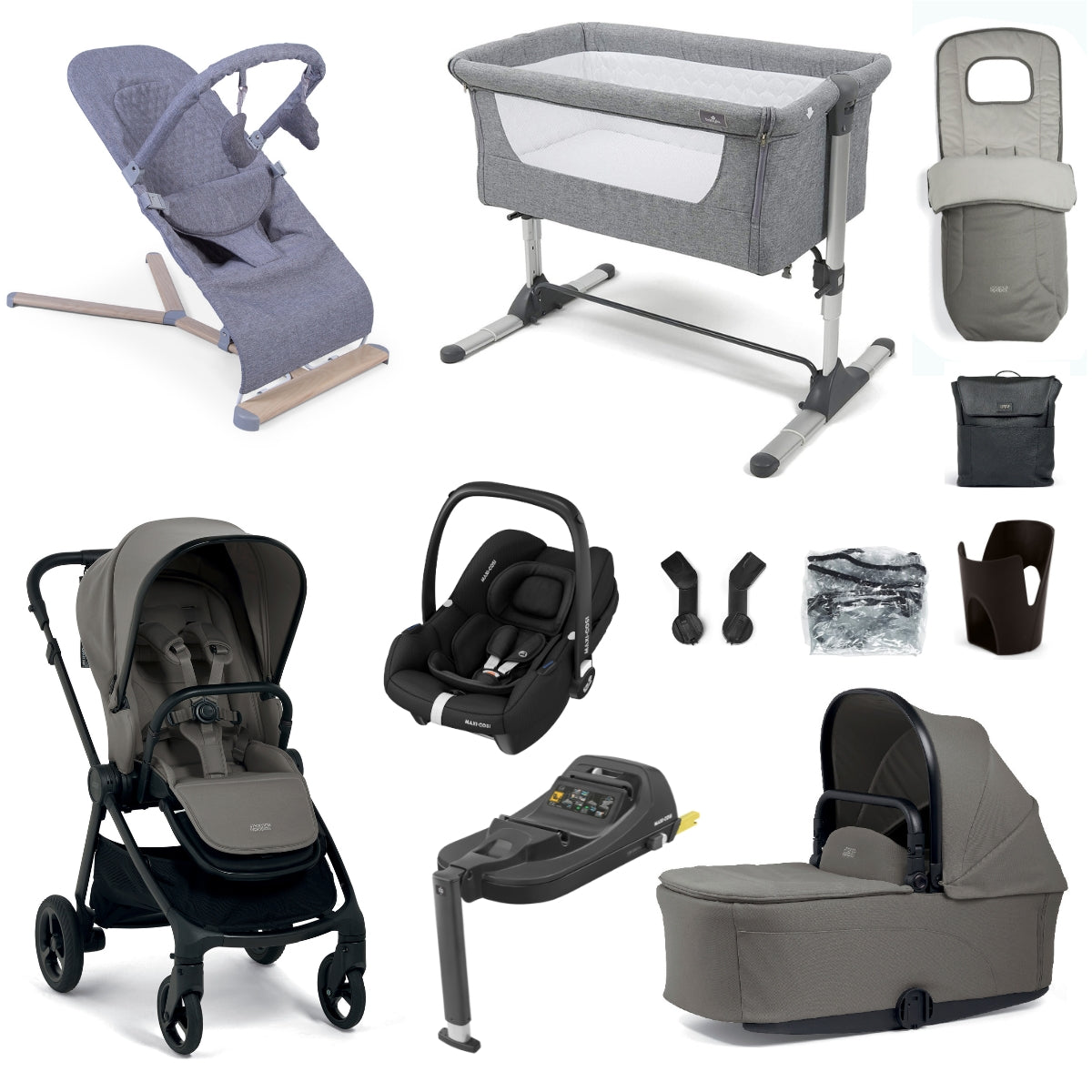 Mamas & Papas Vardo Essential Travel & Nursery Bundle, Storm