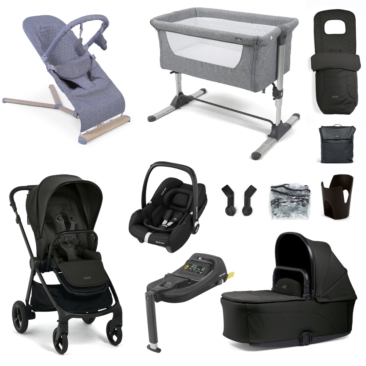 Mamas & Papas Vardo Essential Travel & Nursery Bundle, Noir