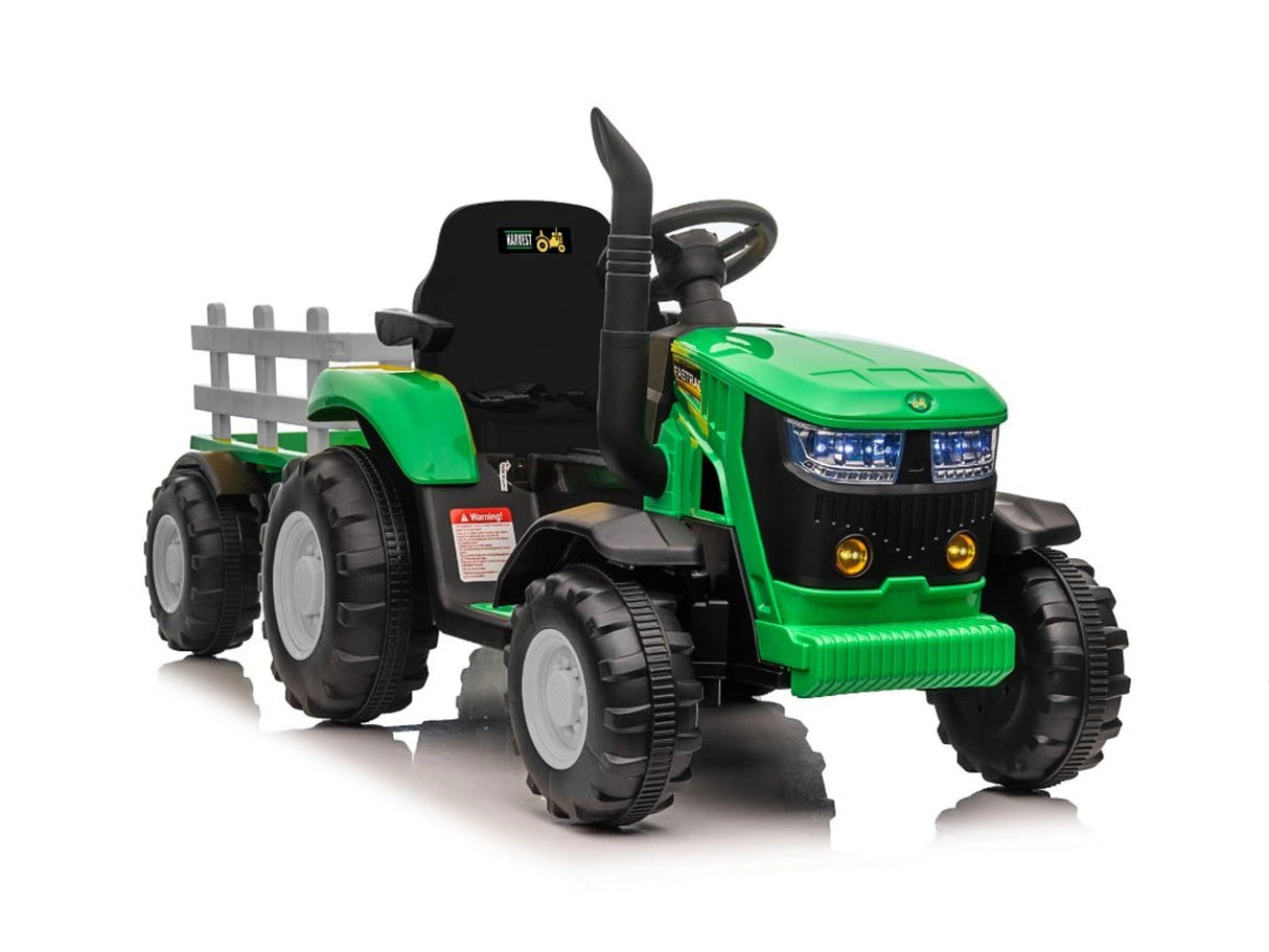 Turbo Harvest 12V Electric Ride-On Tractor with Trailer, 3–6 Years