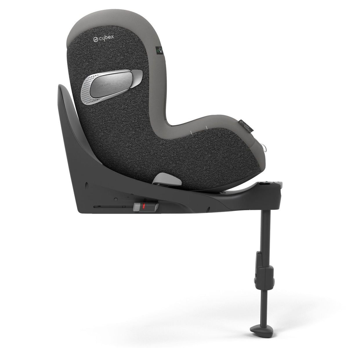 Child car seat with base on a white background