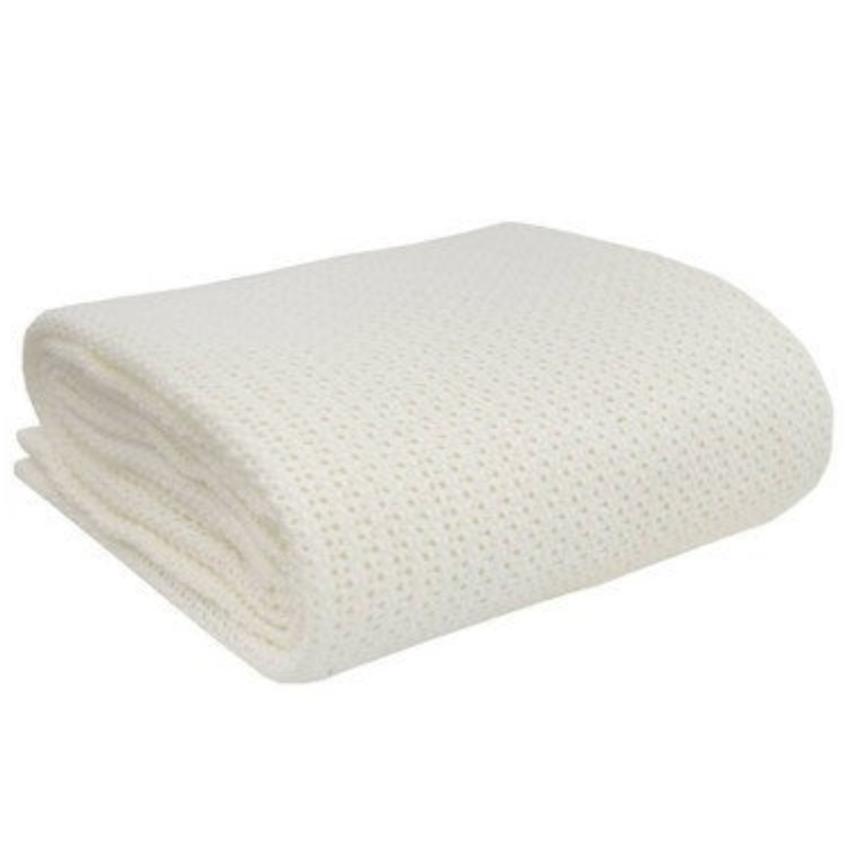 Giggle Baby - Organic cellular blanket.120x100cm White