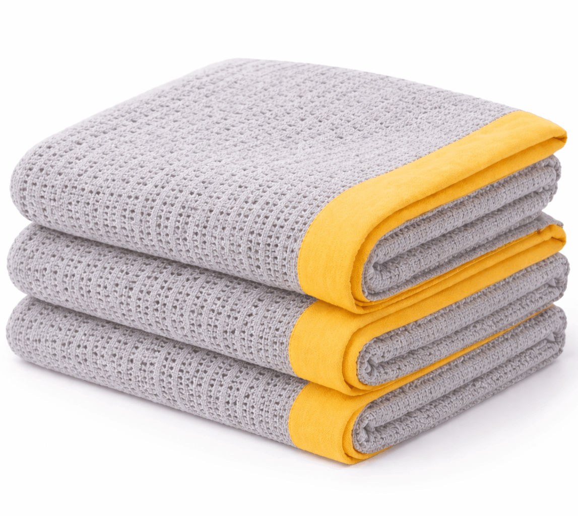 Giggle Baby - Organic Cotton Cot Blanket - Grey / Orange Trim 120x100cm.