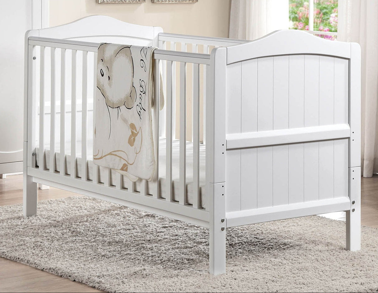 Babylo Exclusive Clara Deluxe 32mm solid wooden ends- cot bed White