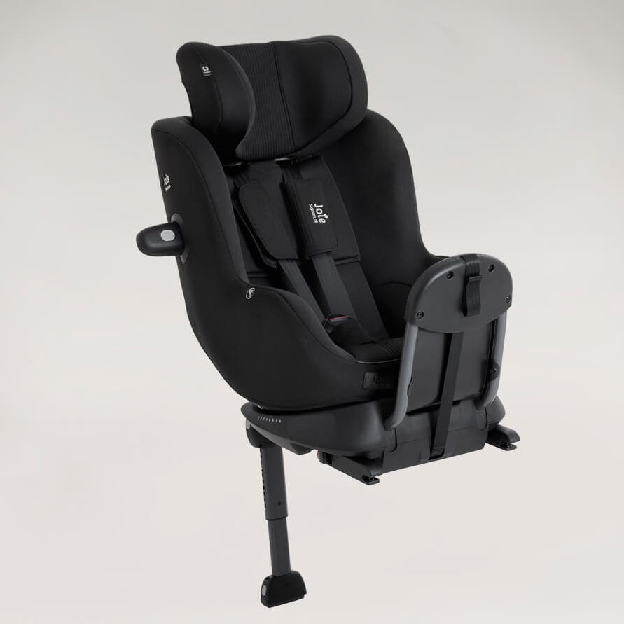 Black car seat on a gray background