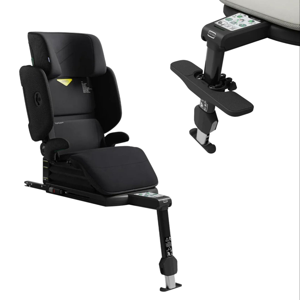 Black adjustable office chair with height and angle adjustment controls on a white background