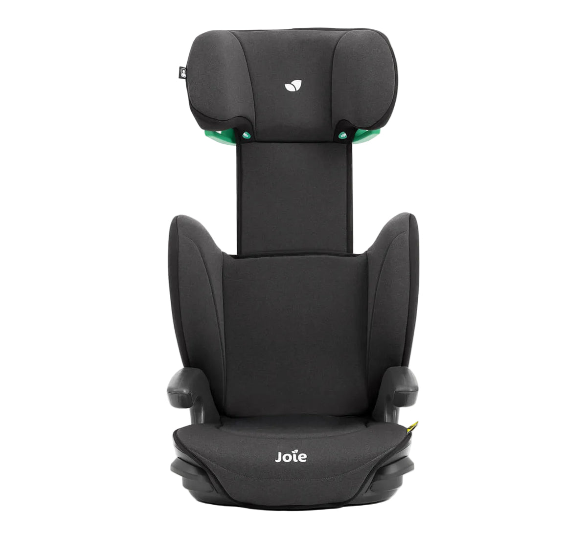 Black car seat with 'Joie' branding on a white background