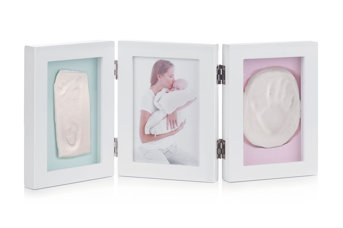 Photo Frame 3 segments - Baby’s Photo, hand and foot Clay Print.