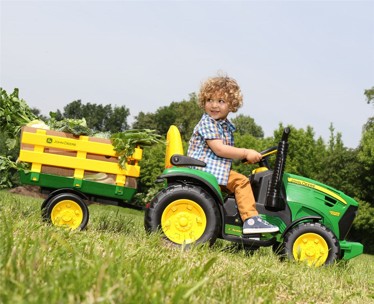 Peg Perego John Deere Ground Force 12V Tractor + Stake-side Trailer, 3+ years