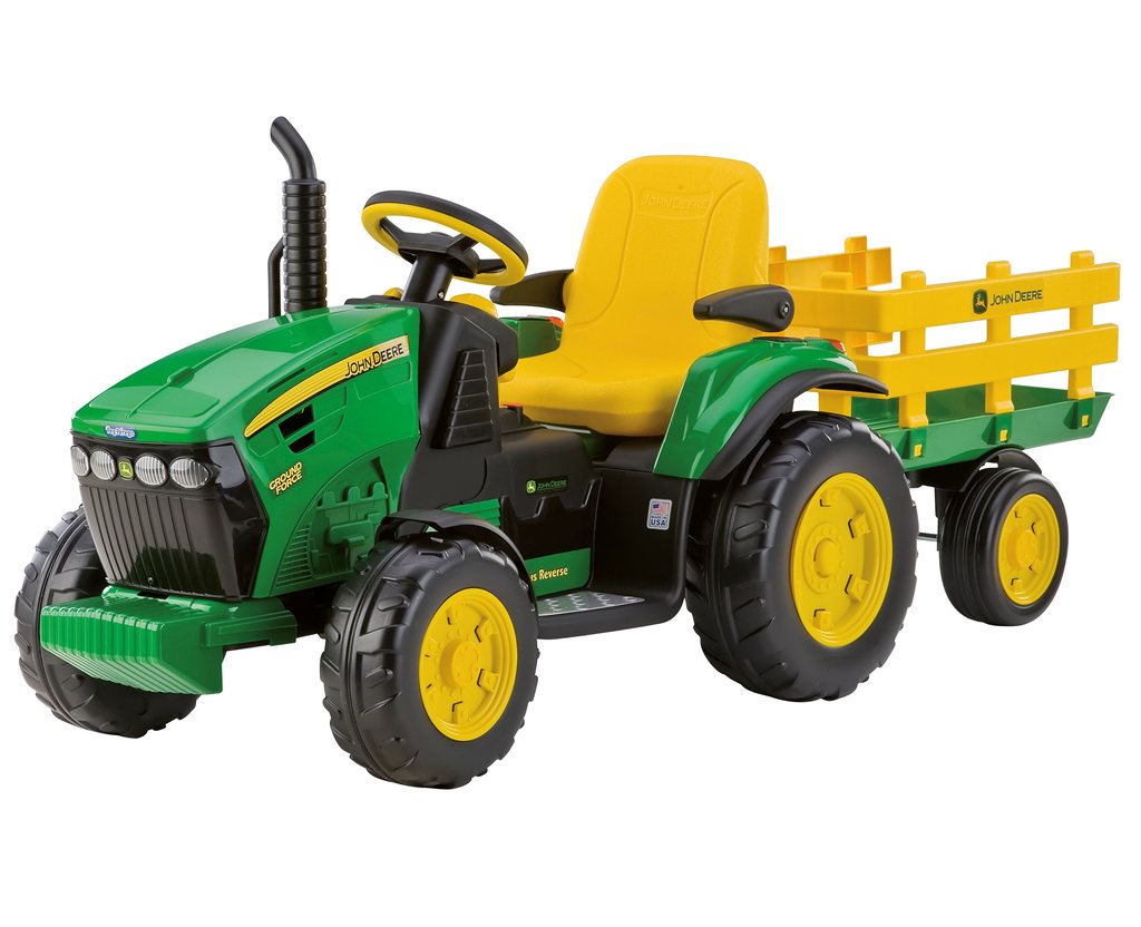 Peg Perego John Deere Ground Force 12V Tractor + Stake-side Trailer, 3+ years