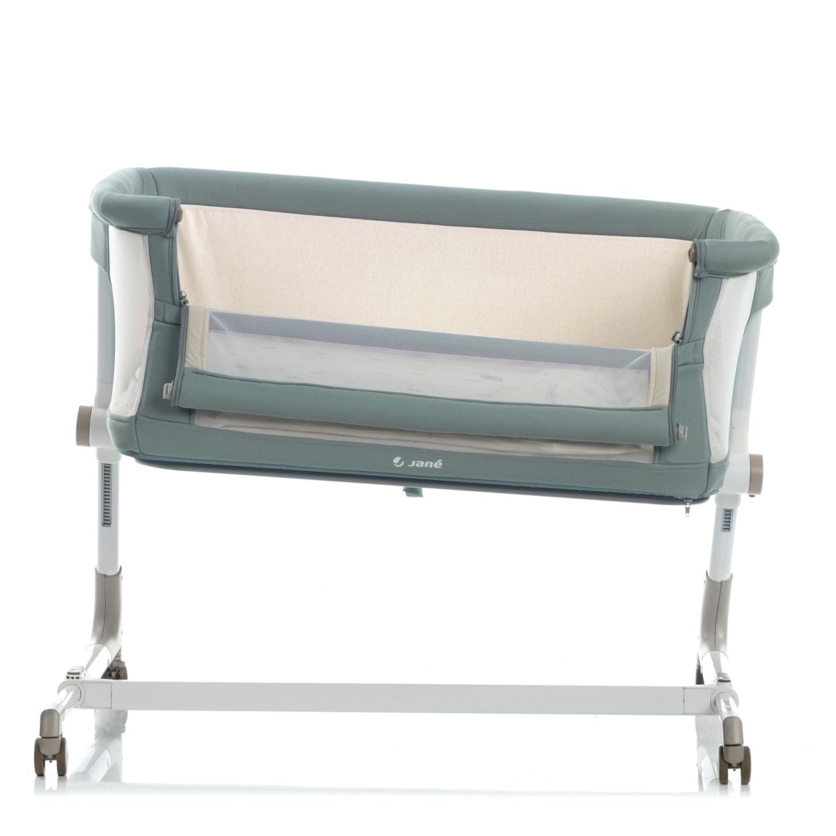 Jane Baby Side Crib + 4 Piece Bedding Set & Safety Mattress, Sesame