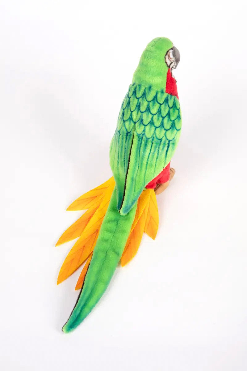 Hansa Green Parrot with Red Breast Standing Plush Toy, 30 cm