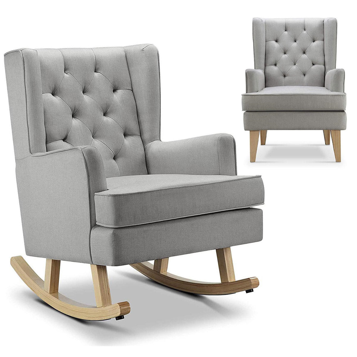 Johnston's Soothe Easy Deluxe Nursery Chair & Rocker – 2-in-1 Nursing & Feeding Chair, Grey