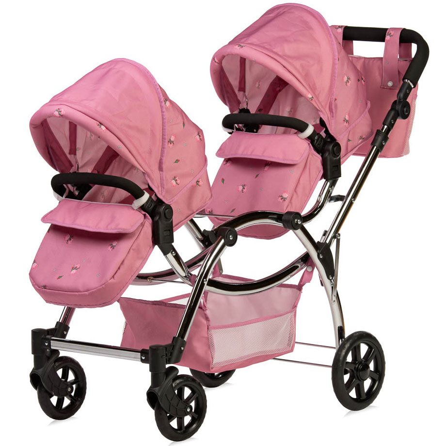 Roma Darcie Twin Dolls Pram Pink