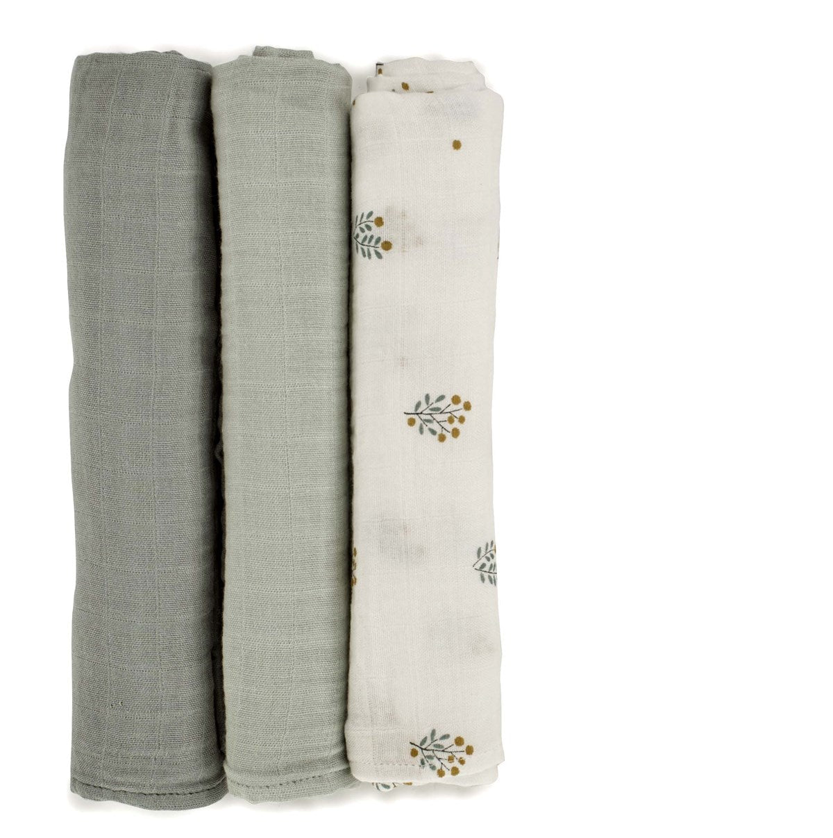Large Bamboo Muslin Cloths For Baby, 80 x 80 cm (3-Pack), Botanic