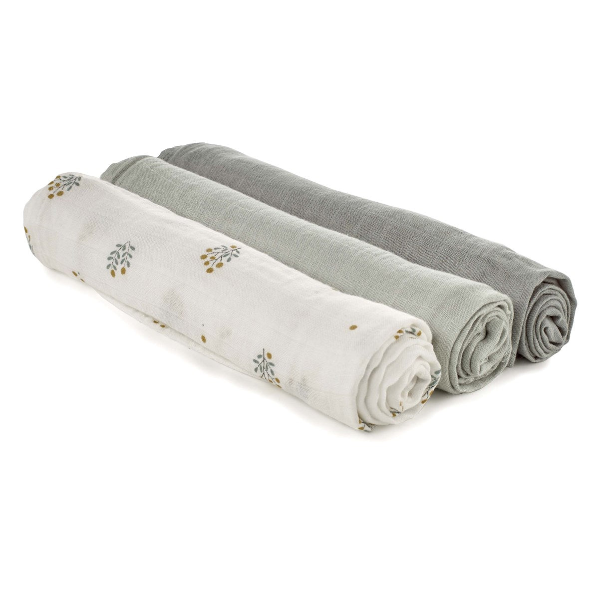 Large Bamboo Muslin Cloths For Baby, 80 x 80 cm (3-Pack), Botanic
