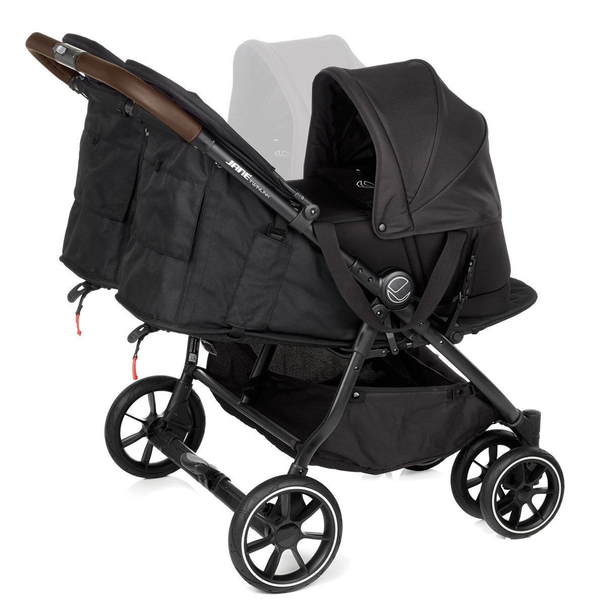 Jane Twinlink Pram & Pushchair for 2 Children or Twins, Cold Black