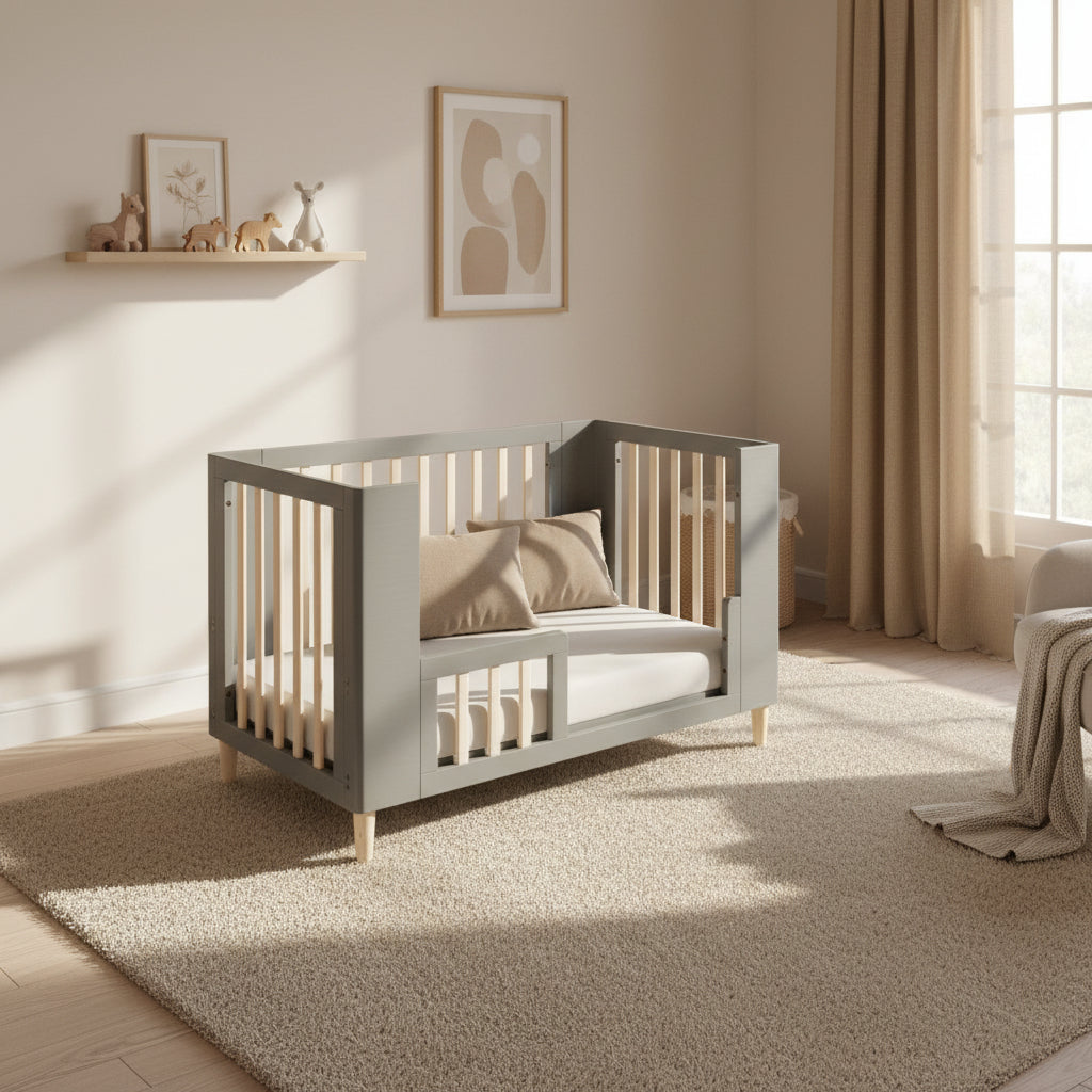 Cocoon Evoke 4 in 1 Nursery Furniture System – Crib, Cot, Toddler Bed & Sofa, Dove Grey / Natural Wash