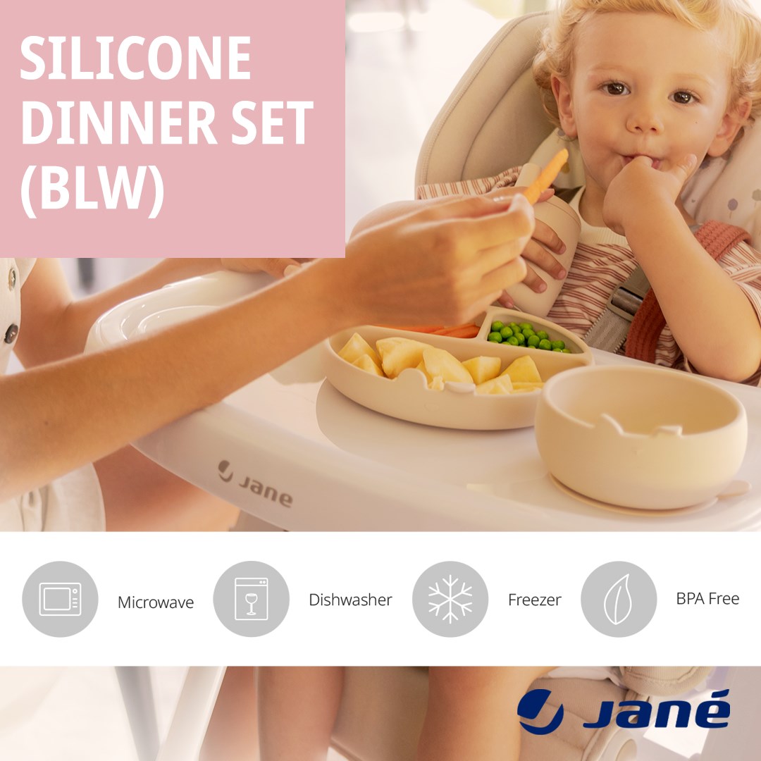 Complete 4-Piece Silicone Dinner Set for Babies - Plate, Bowl, Spoon, and Cup