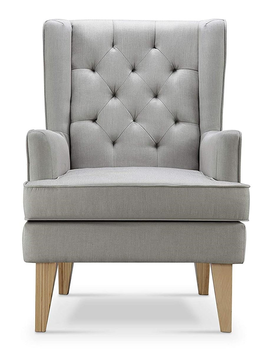 Johnston's Soothe Easy Deluxe Nursing Chair & Rocker with Foot Stool, Grey / Beechwood