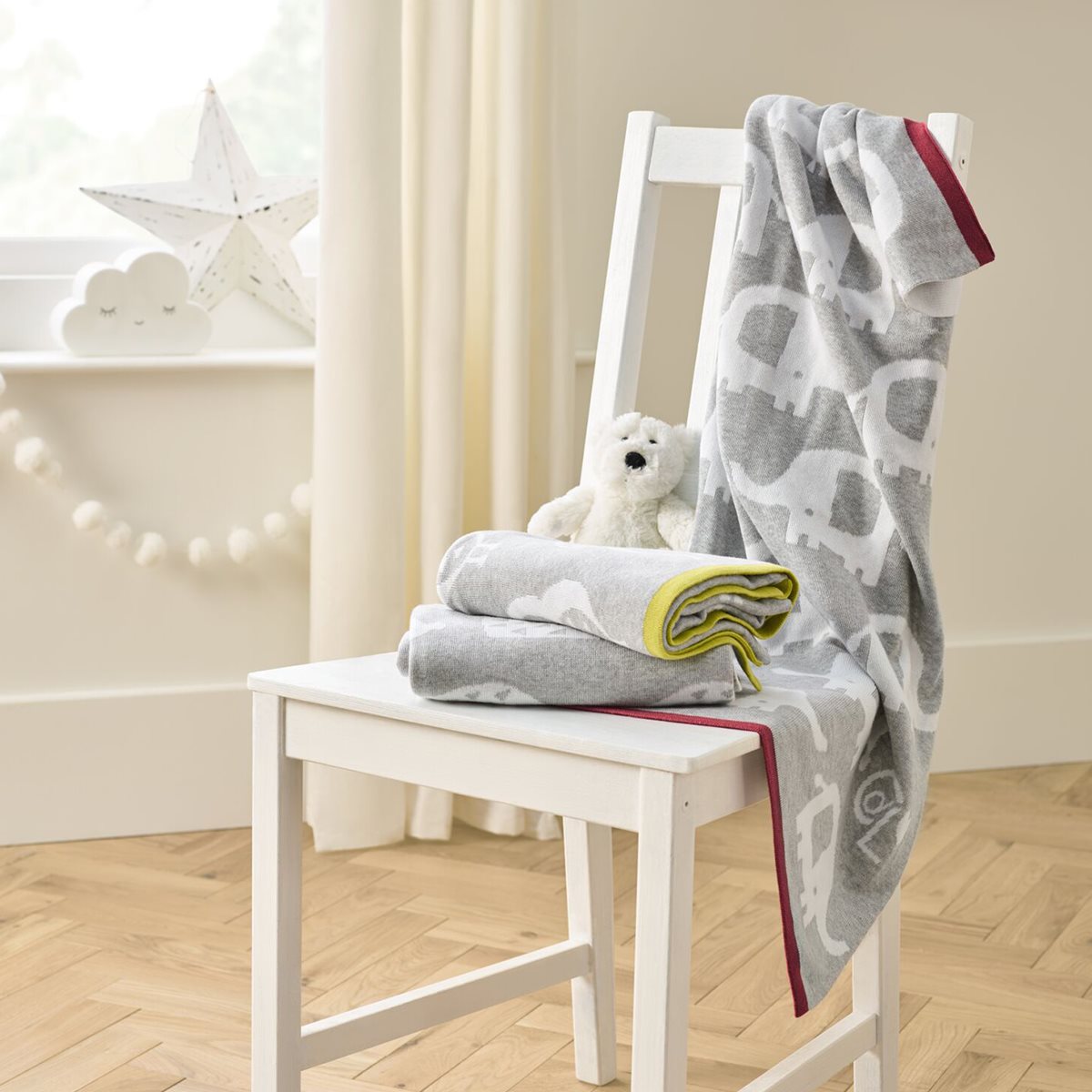 Clair De Lune Eli the Elephant Reversible Blanket