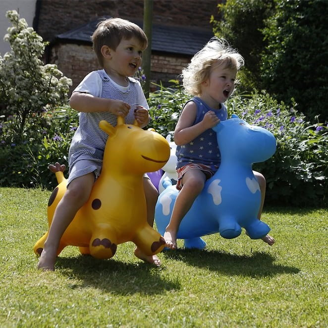 Happy Hopperz Gold Giraffe Inflatable Bouncy Animal Ride-On Toy