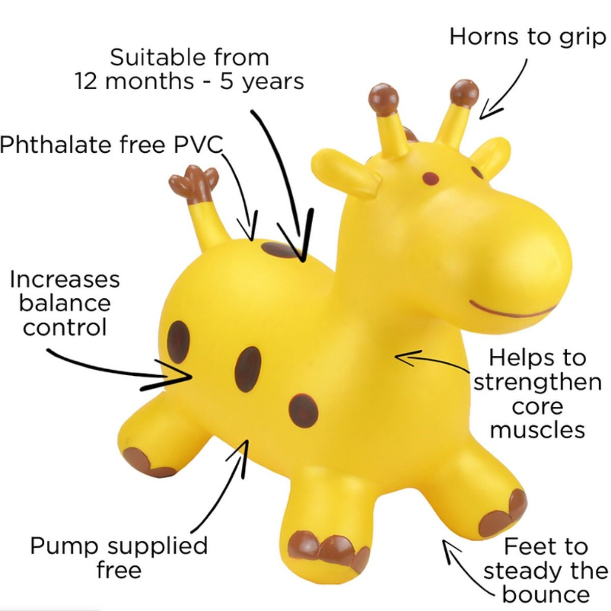 Happy Hopperz Gold Giraffe Inflatable Bouncy Animal Ride-On Toy