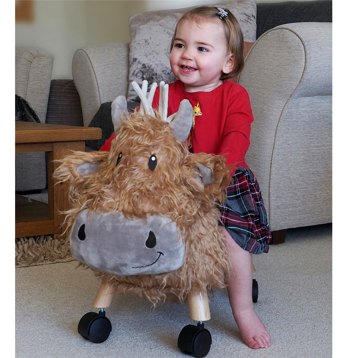 Little Bird Told Me Hubert Highland Cow Ride On Toy