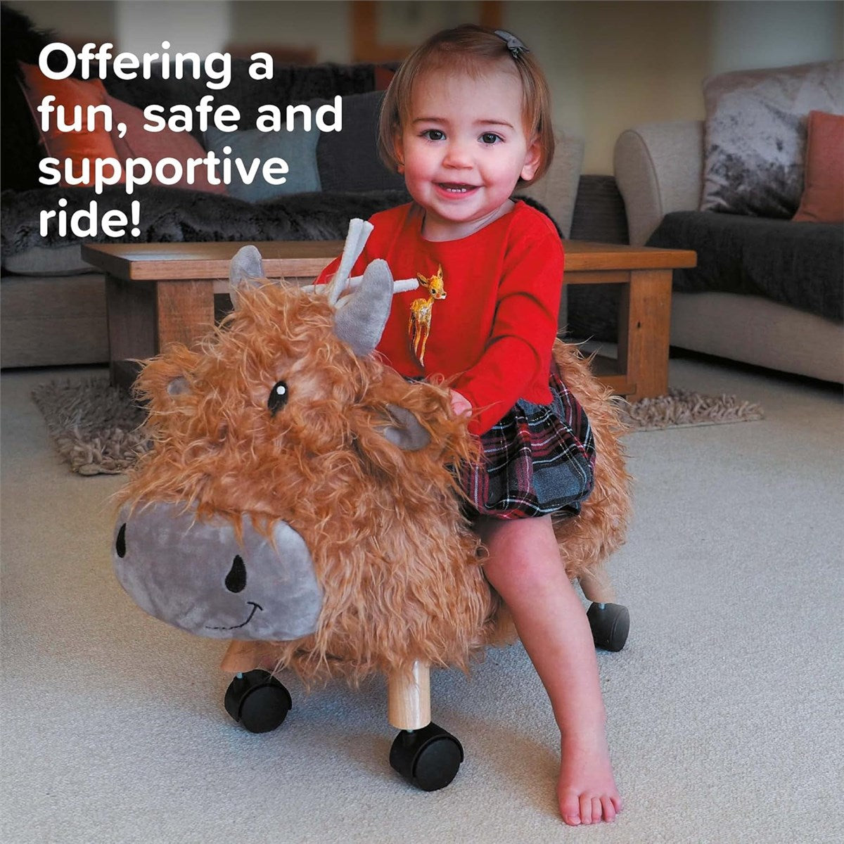 Little Bird Told Me Hubert Highland Cow Ride On Toy