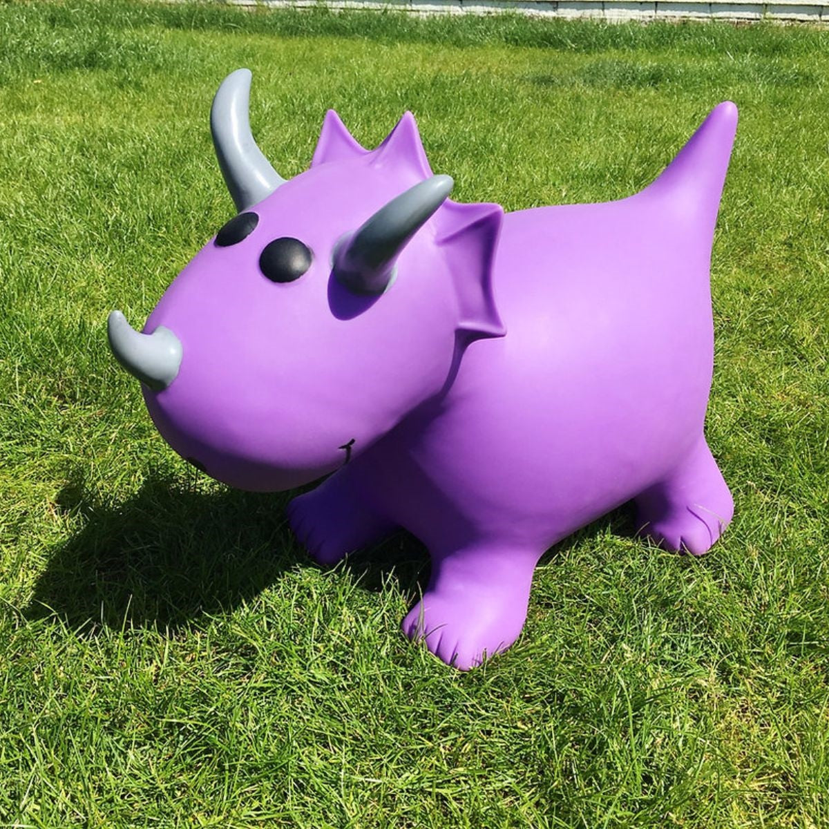 Happy Hopperz Purple Triceratops Inflatable Bouncy Animal Ride-On Toy