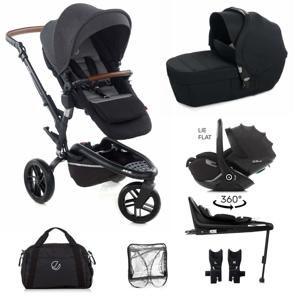 Jane Trider Lie-Flat 360 Baby Car Seat Bundle