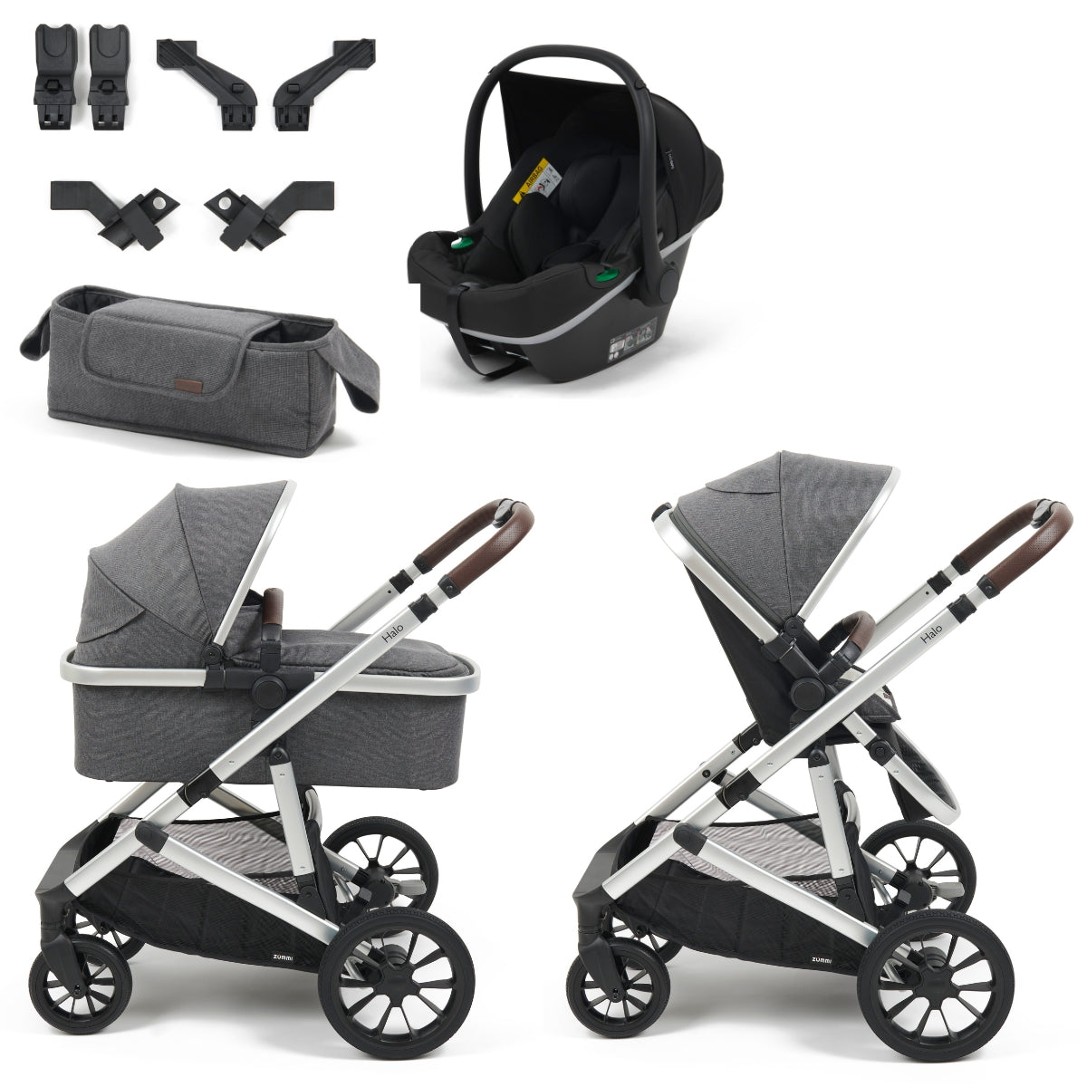 Zummi Halo Single to Double Travel System + EnfaSafe Car Seat