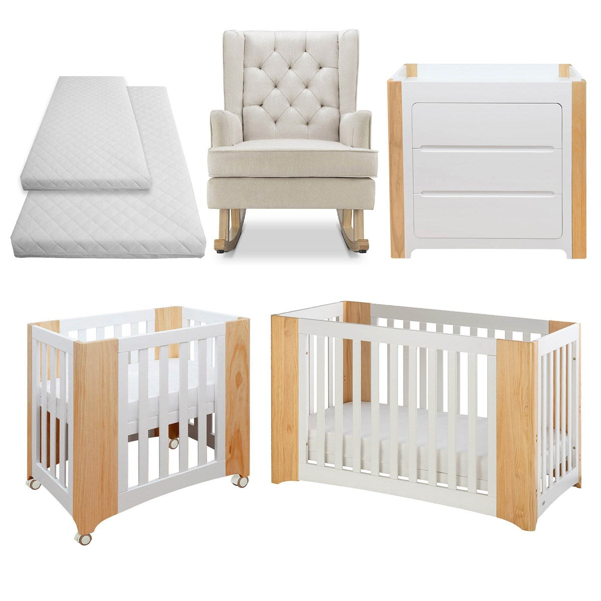 Cocoon Evoluer Nursery Room Set, White / Natural
