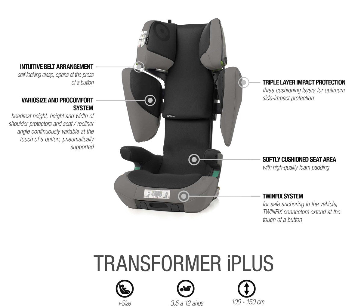 Concord Transformer iPlus i-Size Car Seat 100-150cm, 3.5-12 Years