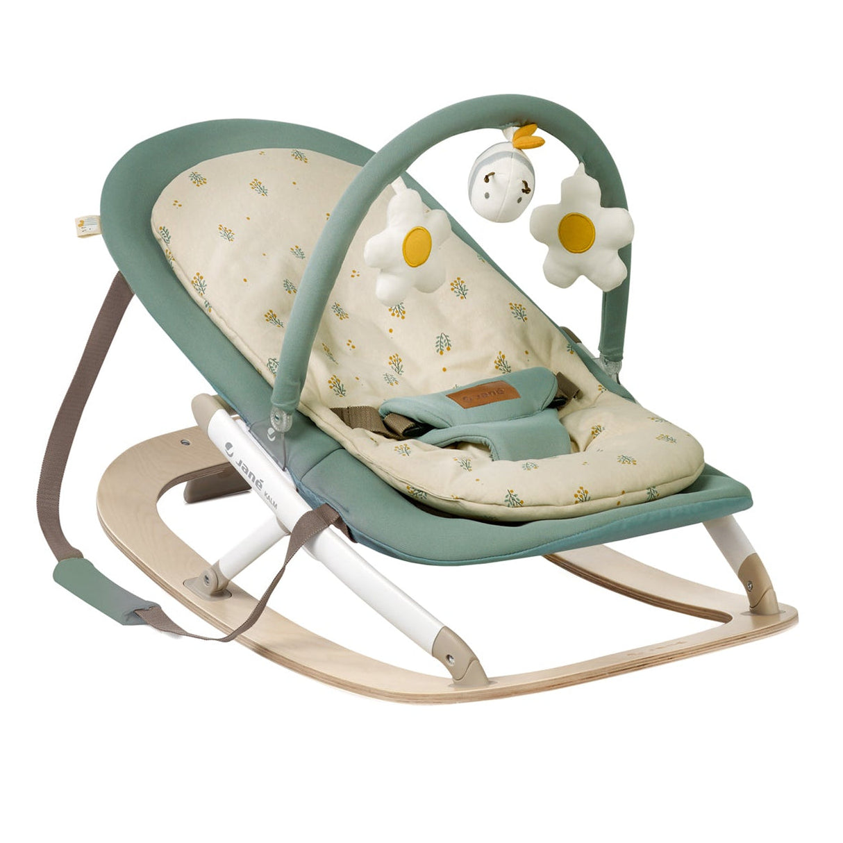 Jane Kalm Wooden Hammock – Natural Birch Rocker with Soft Padded Insert, Botanic
