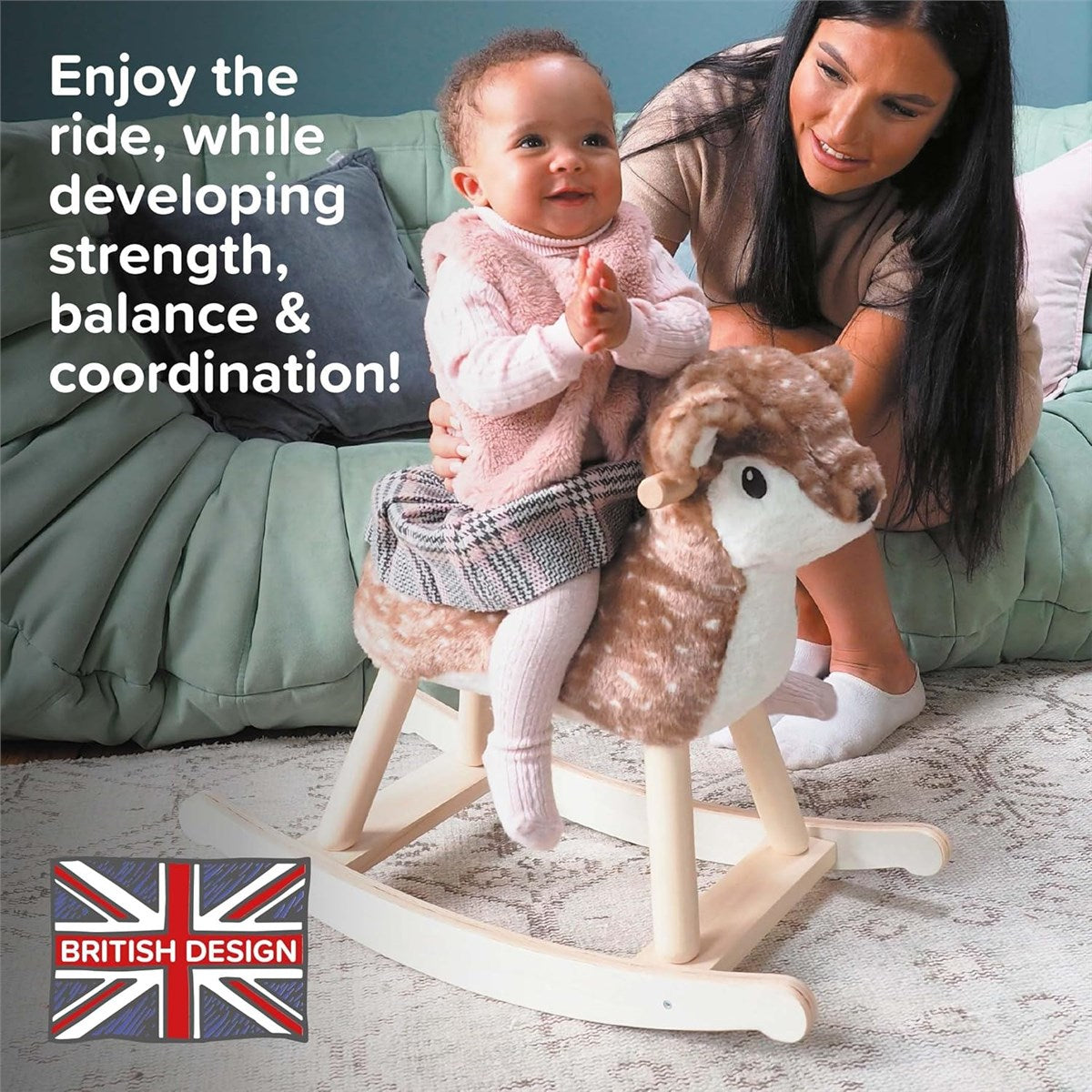 Little Bird Told Me Willow Rocking Deer - Woodland Ride-On Toy for Toddlers (9 Months+)