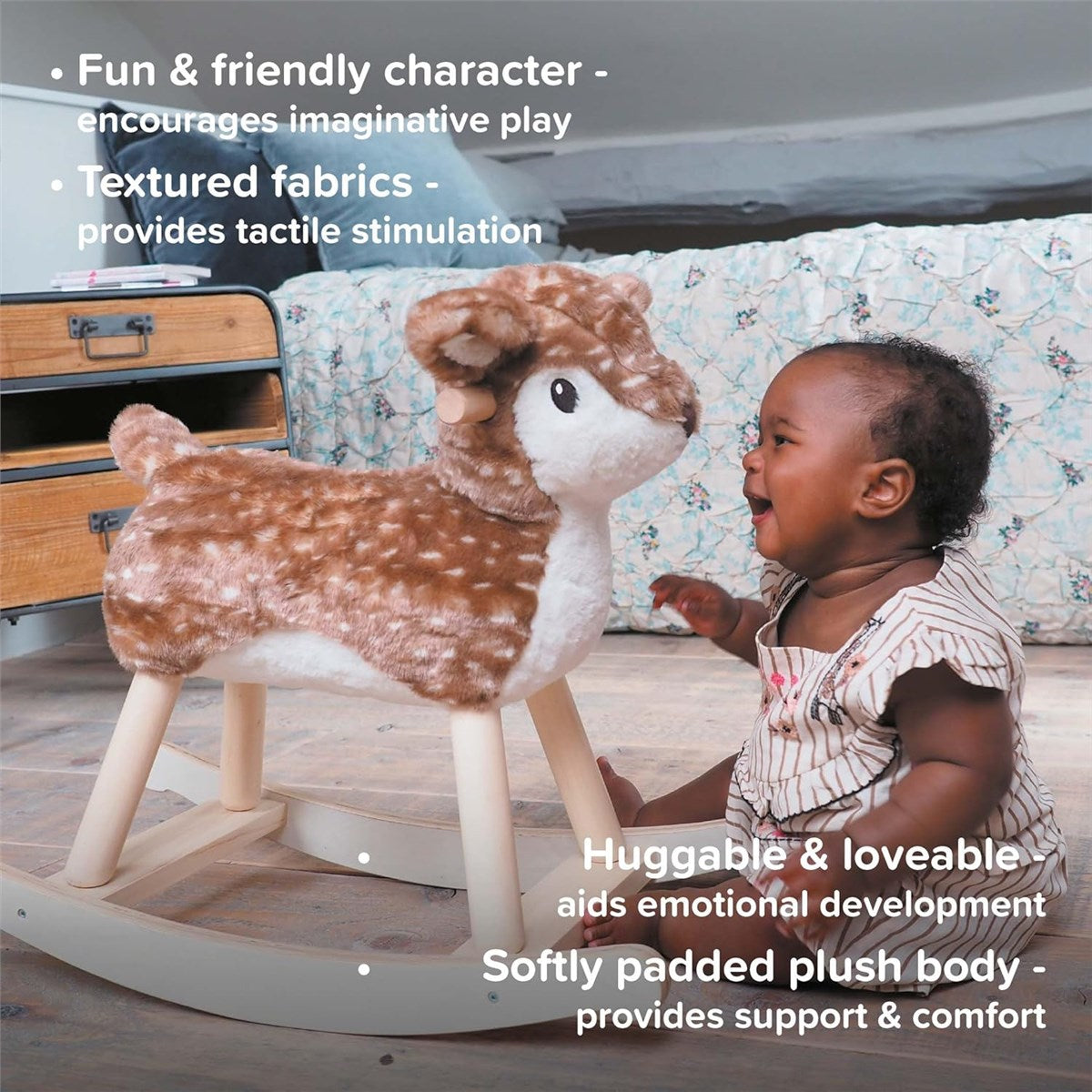 Little Bird Told Me Willow Rocking Deer - Woodland Ride-On Toy for Toddlers (9 Months+)