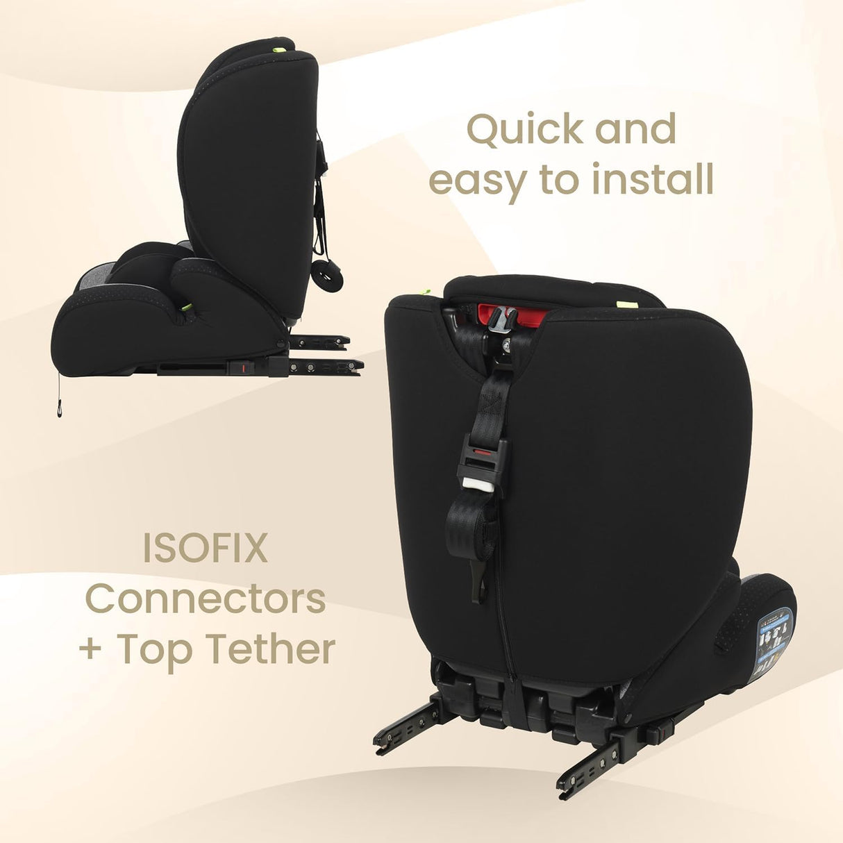 Enfasafe Spirit IX iSize Car Seat, 74-150 cm, 15m-12 years, Black / Grey