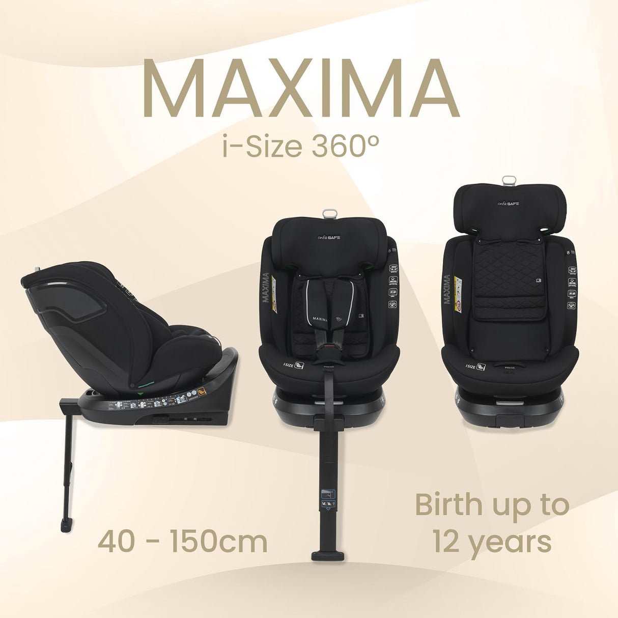 Enfasafe Maxima 360 Rotating i-Size Car Seat, 40-150 cm, 0-12 years
