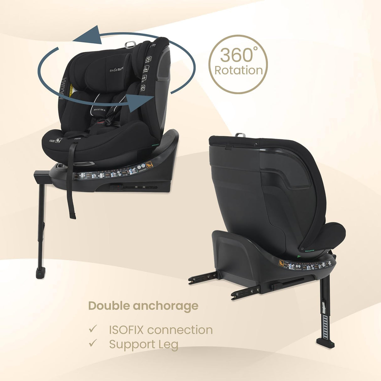 Enfasafe Maxima 360 Rotating i-Size Car Seat, 40-150 cm, 0-12 years